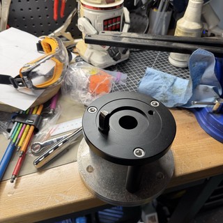 Custom Machined Adapter Mount on Workshop Bench