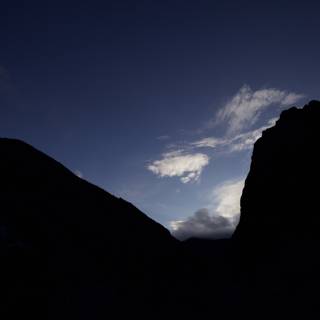 Silhouettes of Mountain Range at Dusk