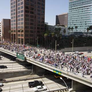 Mayday Rally Crowd on City Overpass