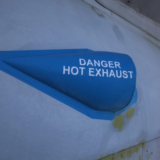 Danger Hot Exhaust Warning on Aircraft Carrier Deck