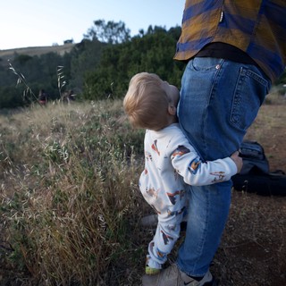 Toddler Hugs Parent's Leg at Mount Diablo