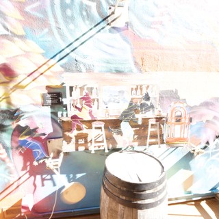 Overexposed Sunlit Cafe Interior with Motion Blur
