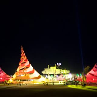 Illuminated Pagoda Tent at Night