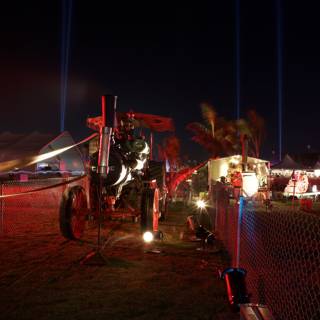 Nighttime Tractor in Field
