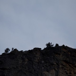 Dramatic Rocky Cliff Silhouette at Dusk in Yosemite