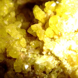 Yellow Quartz Crystals on Rock