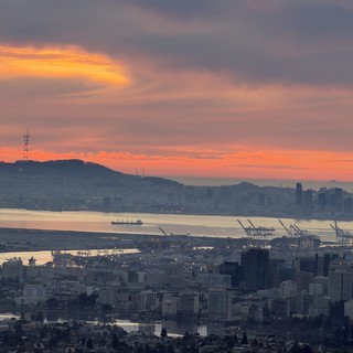 San Francisco Bay at Sunset from Oakland Hills