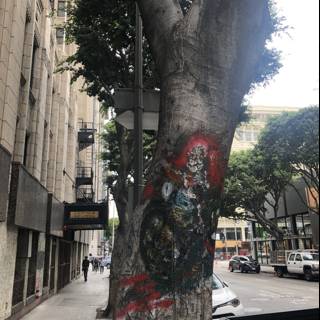 Graffiti on a City Tree