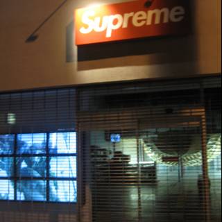 Supreme Store Front Illuminated at Night