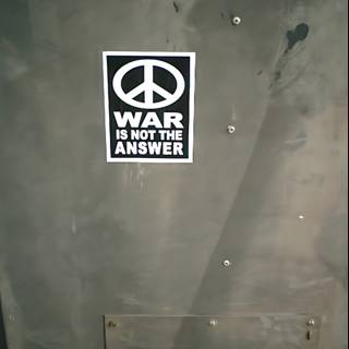 Anti-War Sticker on Display