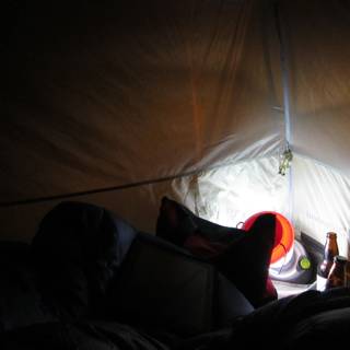 Relaxing in the Mountain Tent