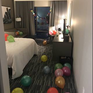 Balloon-Filled Hotel Room