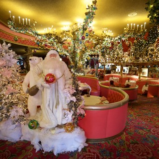 Lavish Holiday Display at Opulent Restaurant Interior
