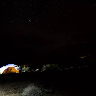 Mountain Tent under the Starry Night Sky
