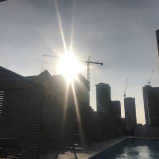 Bright Sunlight over Urban Pool