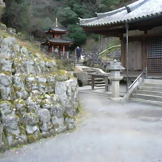 Serene Stone Wall at a Kyoto Temple