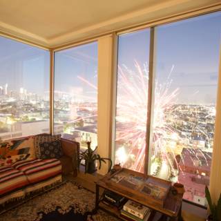 Fireworks Spectacle from Penthouse Living Room