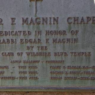 Edgar E Magnin Chapel Plaque