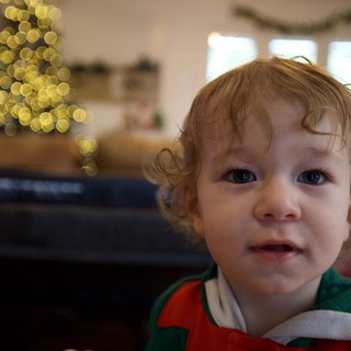 Toddler in Festive Elf Costume at Christmas