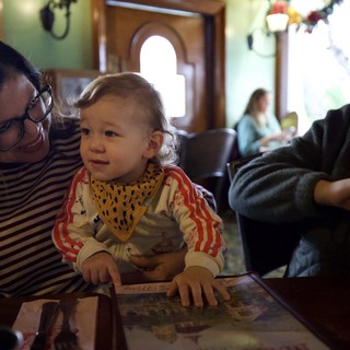 Family Moment at Madonna Inn Restaurant