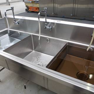 Double Faucet Stainless Steel Sink
