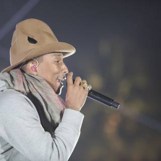 Pharrell Williams rocks a classic cowboy hat at Coachella