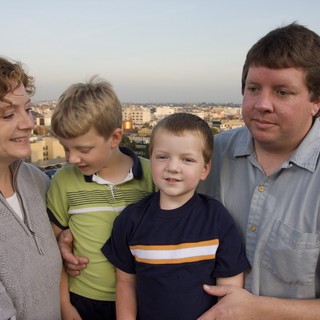 Family Portrait on Rooftop at Golden Hour