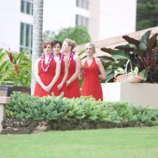 Red-Dressed Bridesmaids