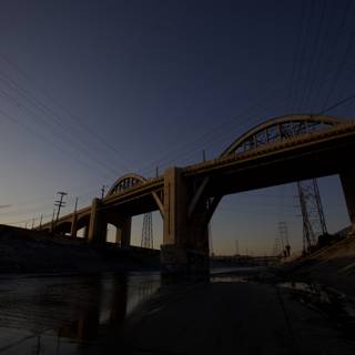 The Los Angeles River Bridge at Sunset