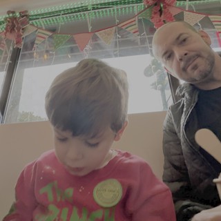 Family Christmas Celebration with Festive Decorations