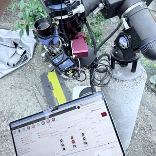 Backyard Astrophotography Setup with Telescope and Computer Control