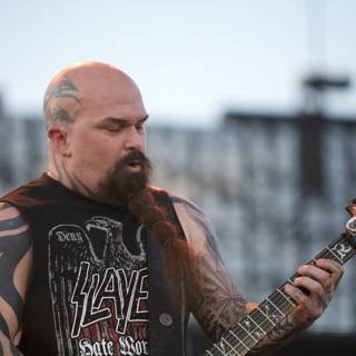 Tattooed Beard Guitarist Rocks Big Four Festival