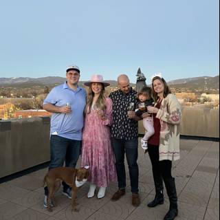 Family and Furry Friend Rooftop Portrait