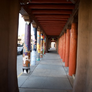 Colorful Native Art Columns at Historic Santa Fe Portal