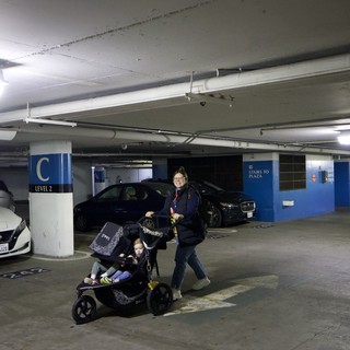 Family Moment in Underground Parking Garage