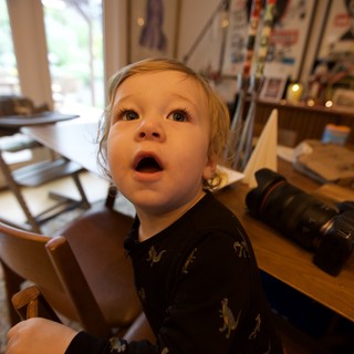 Toddler's Wonder and Surprise at Christmas Time