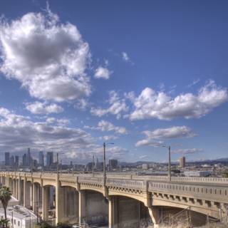 Metropolis Sunset: A View of Los Angeles Skyline from 6th St Bridge