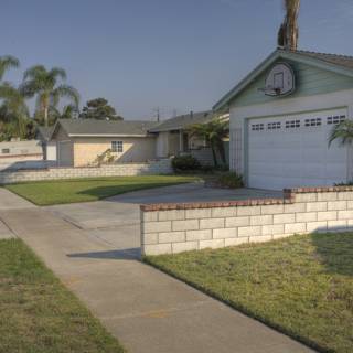 Garage Door in a Serene Neighborhood