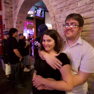 Couple Embracing at Austin Music Venue Night Out