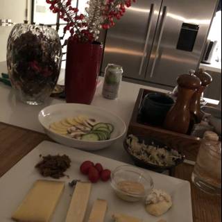 A Delectable Plate of Cheese & Fruit