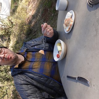 Outdoor Breakfast with Dave in Winter Setting