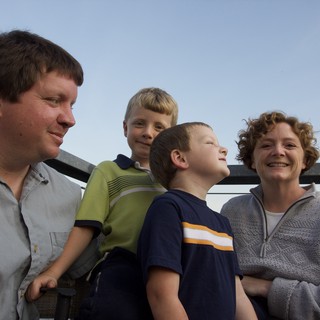 Family Moment on an Elevated Outdoor Observation Deck