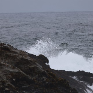 Wild Atlantic Waves Crashing Against Dark Rocky Shore