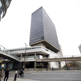 Modern Tower Above Brutalist Podium at South Bank