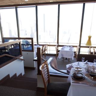 Piano and Cityscape at the Restaurant