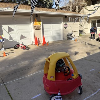 Backyard Racing Track Birthday Party Setup