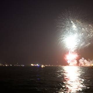 Spectacular Fireworks Display Over Water