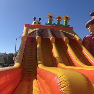 Colorful Inflatable Slide with Cheerful Garden Theme