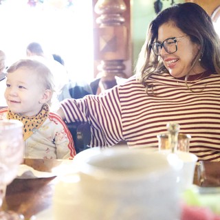 Mother and Daughter Dining at Madonna Inn Restaurant