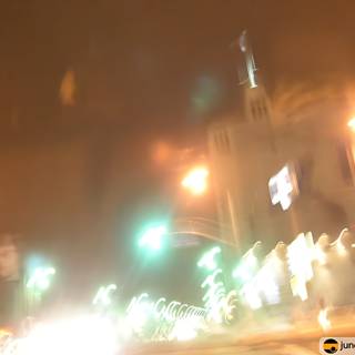 Blurred Church on a Fiery Night